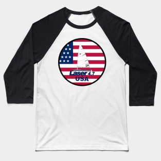 laser class sailboat on flag USA Baseball T-Shirt